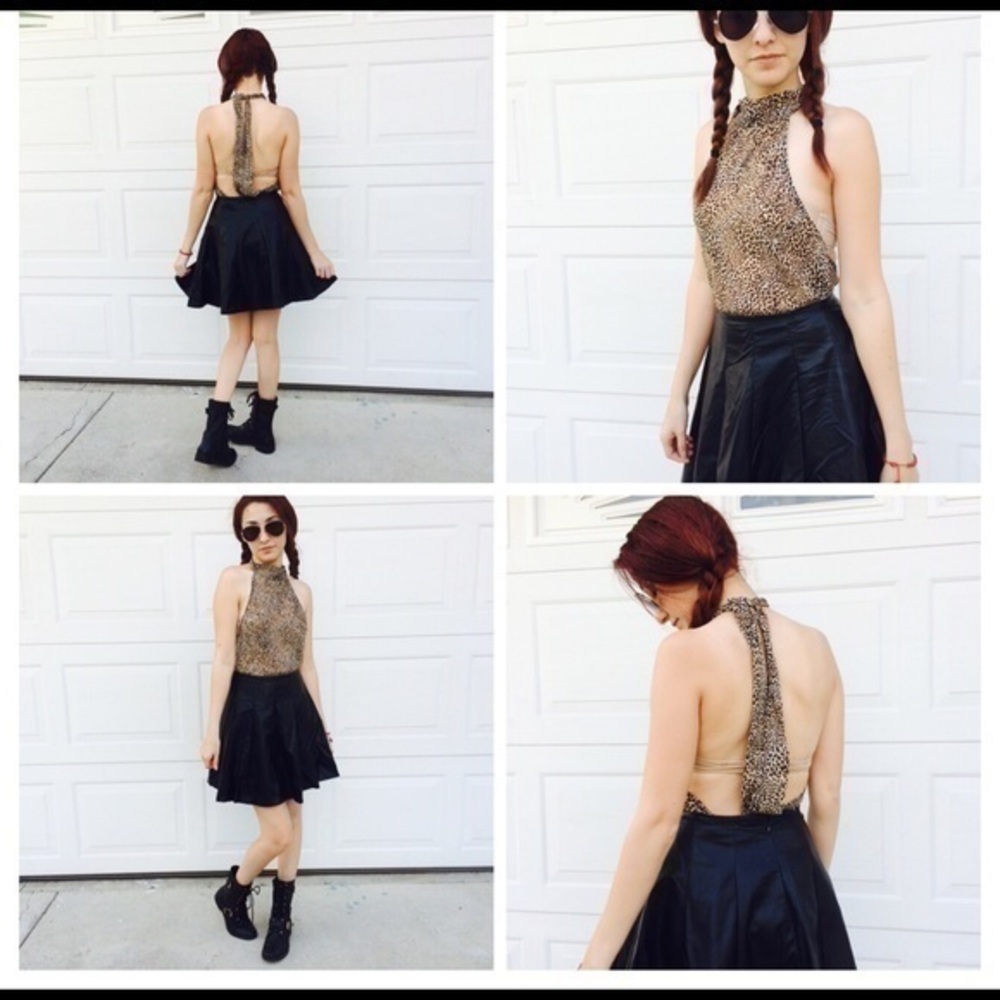 Cheetah print tank top open back